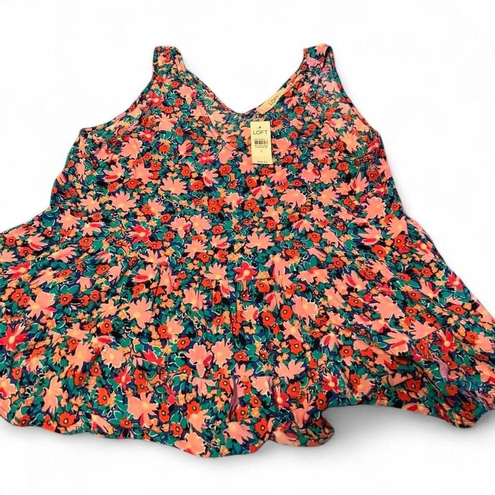 LOFT Floral Sleeveless Tiered Tank Blouse